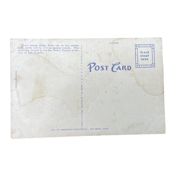 Vintage Postcard los Angeles Harbor San Pedro Wilmington California u Topograph - Picture 3 of 3